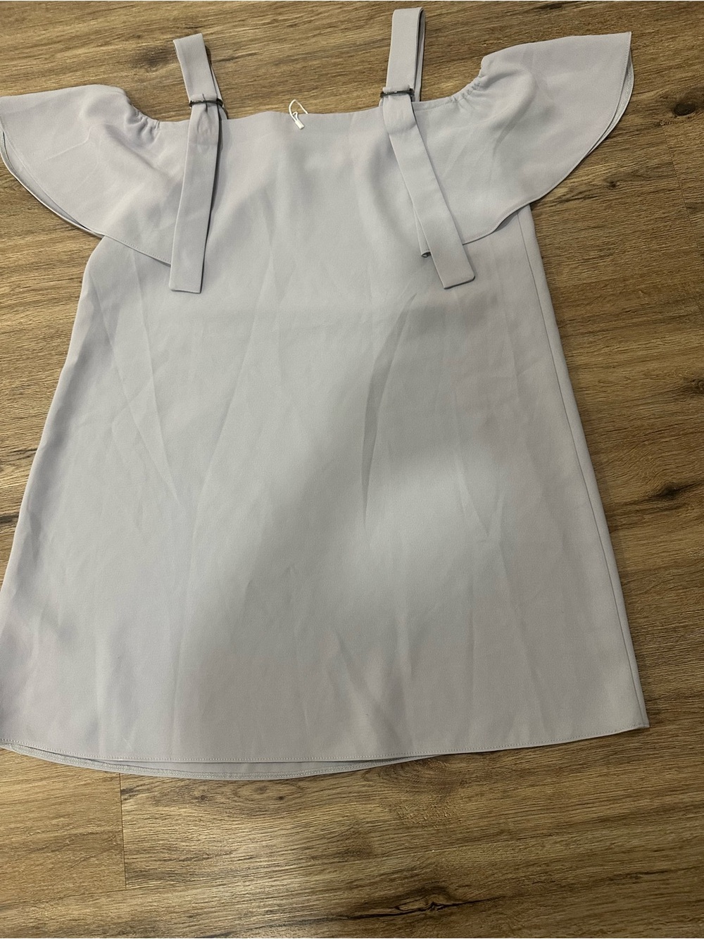 Topshop Girls Light Gray Off-The-Shoulder Dress with Bow Straps